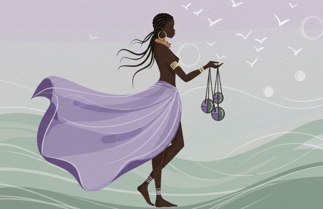 Abstract illustration of a flowing skirt symbolizing gentle labia stretching