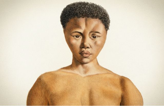 Une représentation historique respectueuse de Sarah Baartman ou une photographie de son mémorial dans la province du Cap-Oriental, en Afrique du Sud.