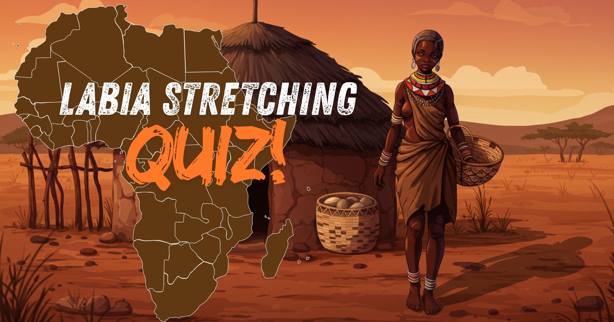 Karte von Afrika, die Regionen hervorhebt, in denen die Lippenstreckung als kulturelle Tradition praktiziert wurde