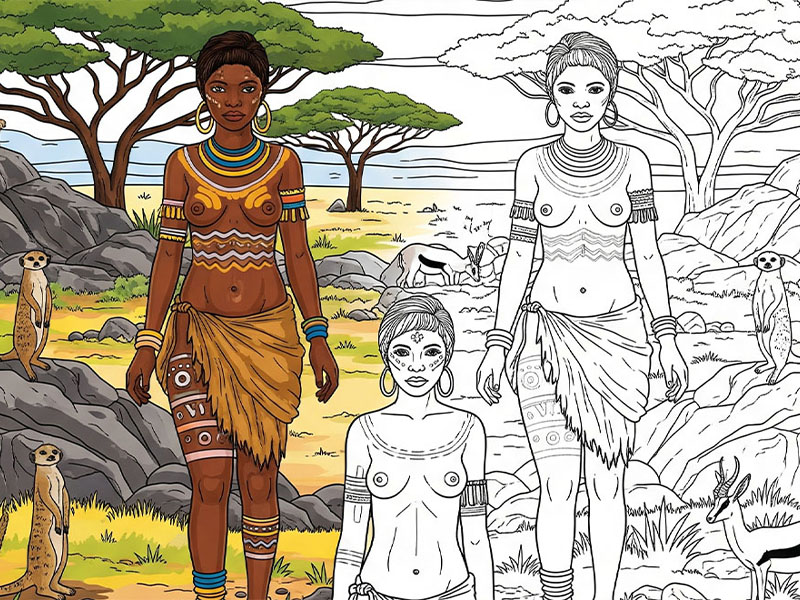 Khoisan inspired coloring books to explore cultural heritage