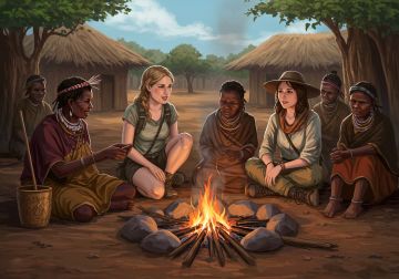 Women gathered in a circle sharing cultural stories and community traditions