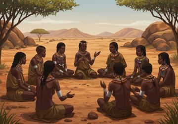 African women in a traditional community setting, symbolizing cultural heritage and history