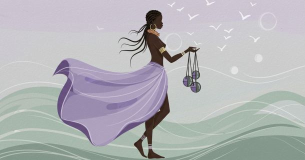 Abstract illustration of a flowing skirt symbolizing gentle labia stretching