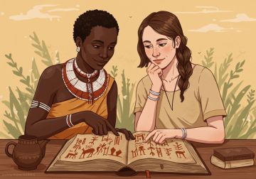 Symbolic illustration of women sharing traditional knowledge of methods and practices