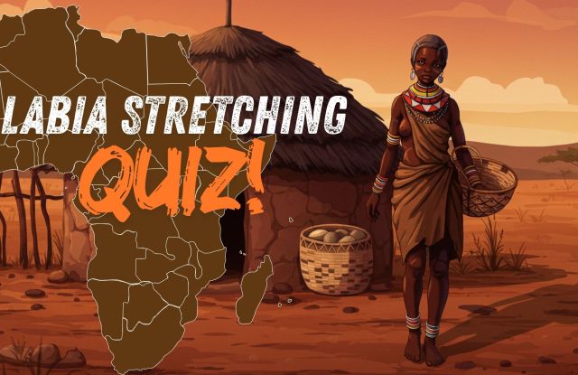 Karte von Afrika, die Regionen hervorhebt, in denen die Lippenstreckung als kulturelle Tradition praktiziert wurde